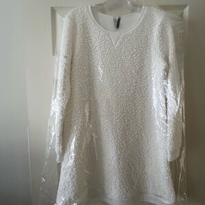 NWT COZY OFF-WHITE FLEECE TUNIC/DRESS L
